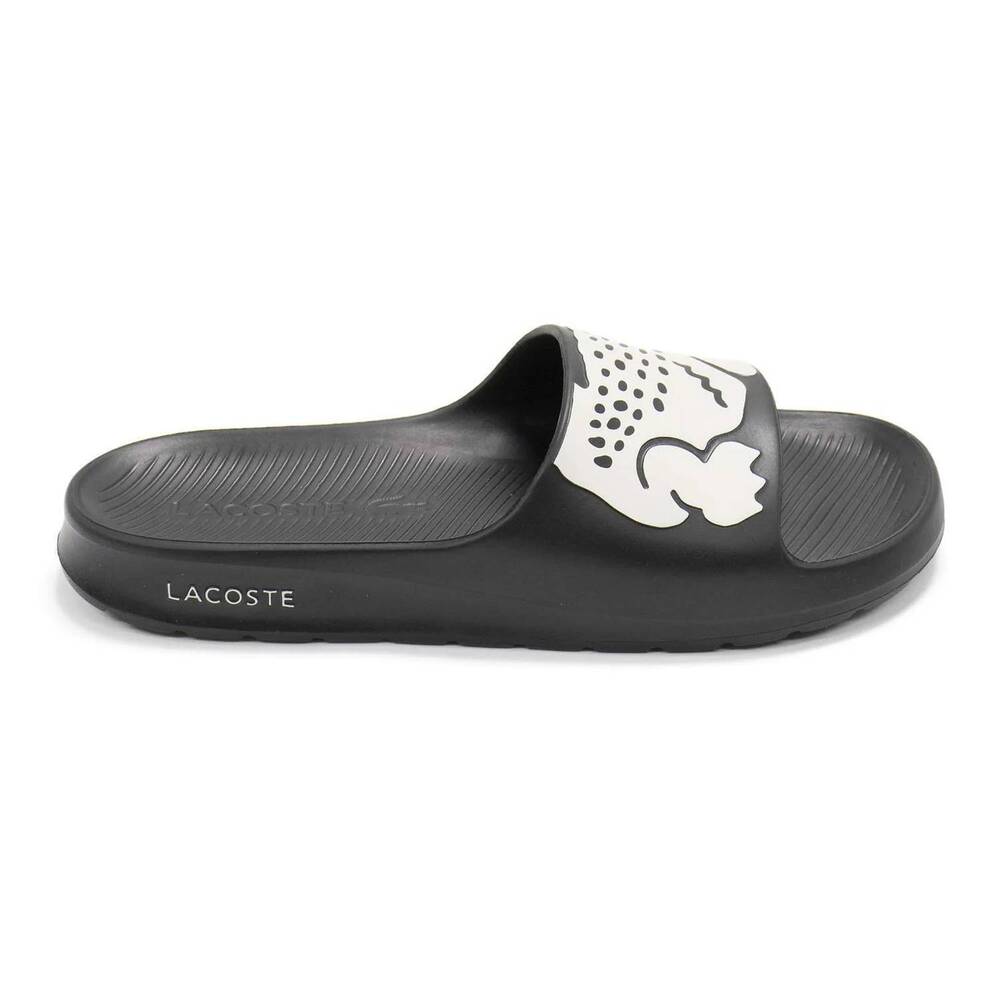 NEW LACOSTE men's croco 2.0 slide sandals in black